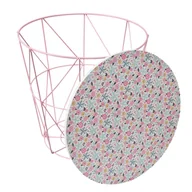 Zestawy mebli dla dzieci - Różowy Stolik Kosz z Drewnianym Kwiatowym Blatem - miniaturka - grafika 1