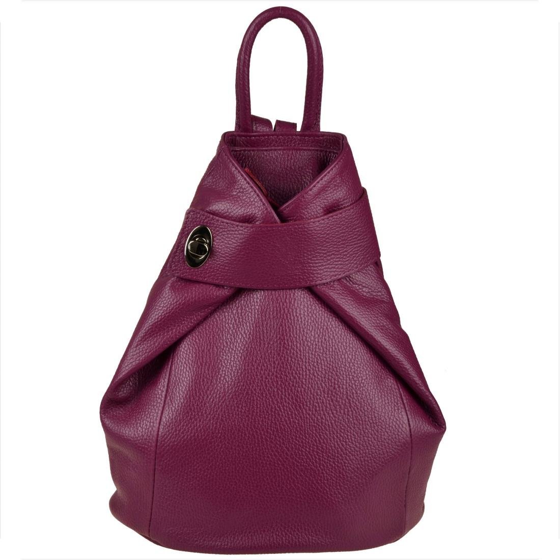 Zgrabny bordo buraczek plecak skórzany VERA PELLE