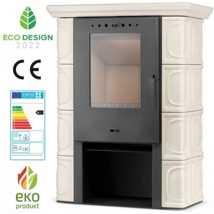 FLAMA Piec kominek kaflowy koza ELDUR cappuccino ECO Design 2022 - Piece wolnostojące - miniaturka - grafika 2