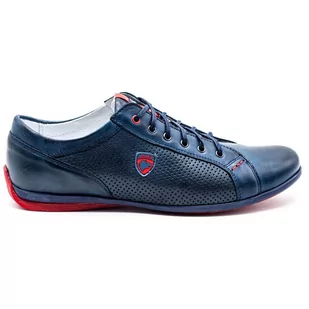 Buty męskie skórzane casual 295J granatowe - Joker - Półbuty męskie - miniaturka - grafika 1