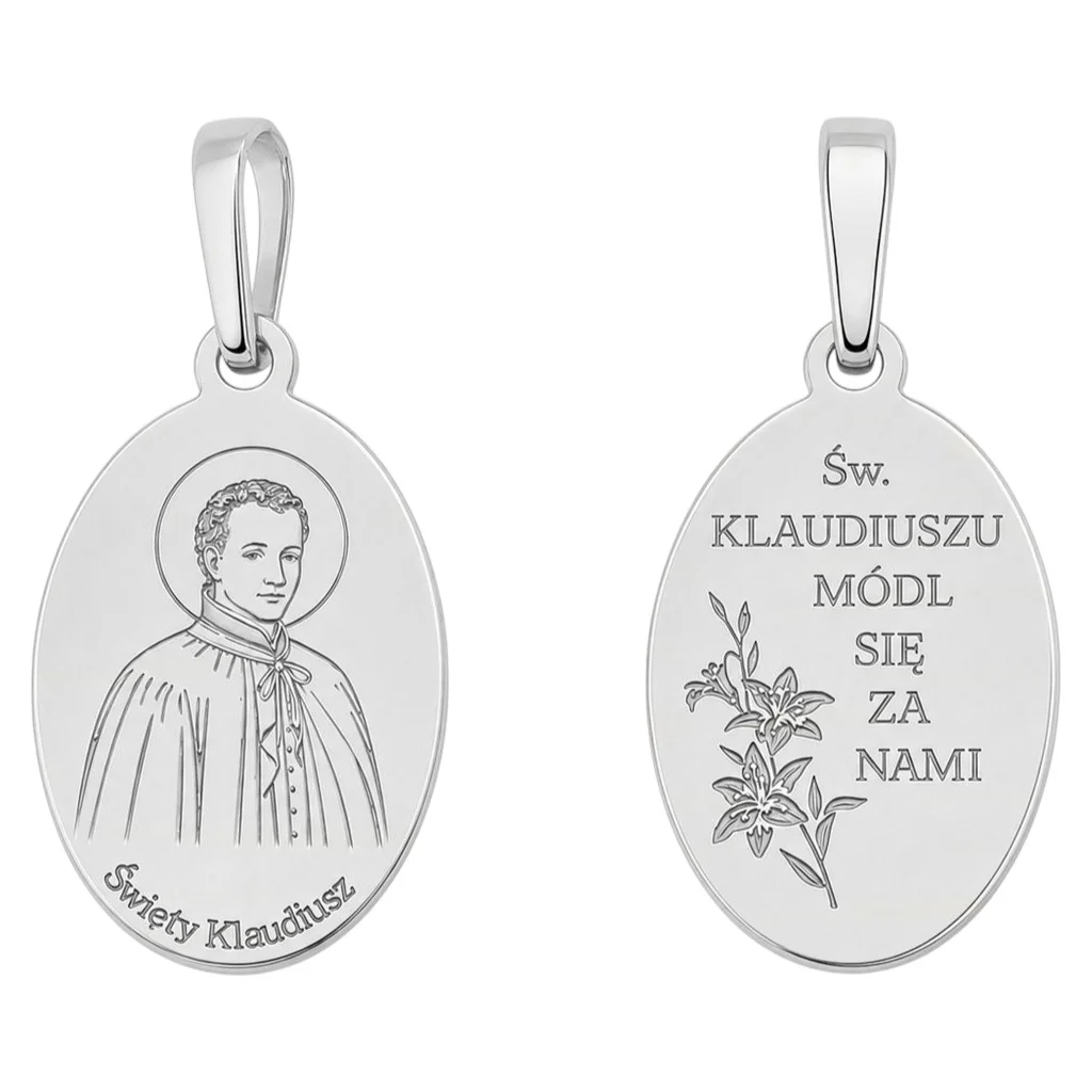 Medalik srebrny Ag 925 rodowany Św. Klaudiusz MDC148R