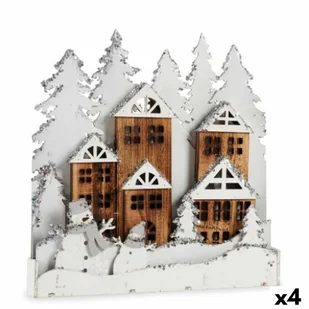 Figurka Dekoracyjna Światło Miasteczko Biały Brązowy Drewno 44 x 44,7 x 6 cm (4 Sztuk) - Figurki dekoracyjne - miniaturka - grafika 1