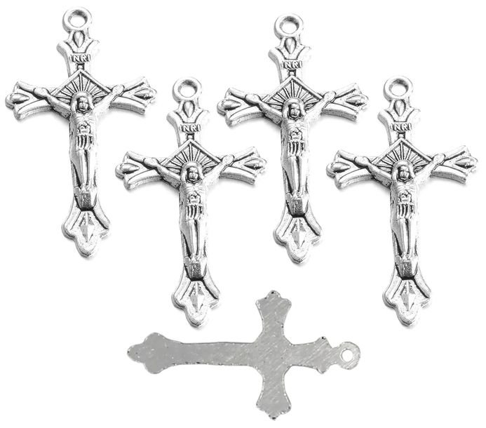 Zawieszki Charms Krzyżyki Inri 32mm Krzyże Krzyż Na Różaniec Jezus 6szt