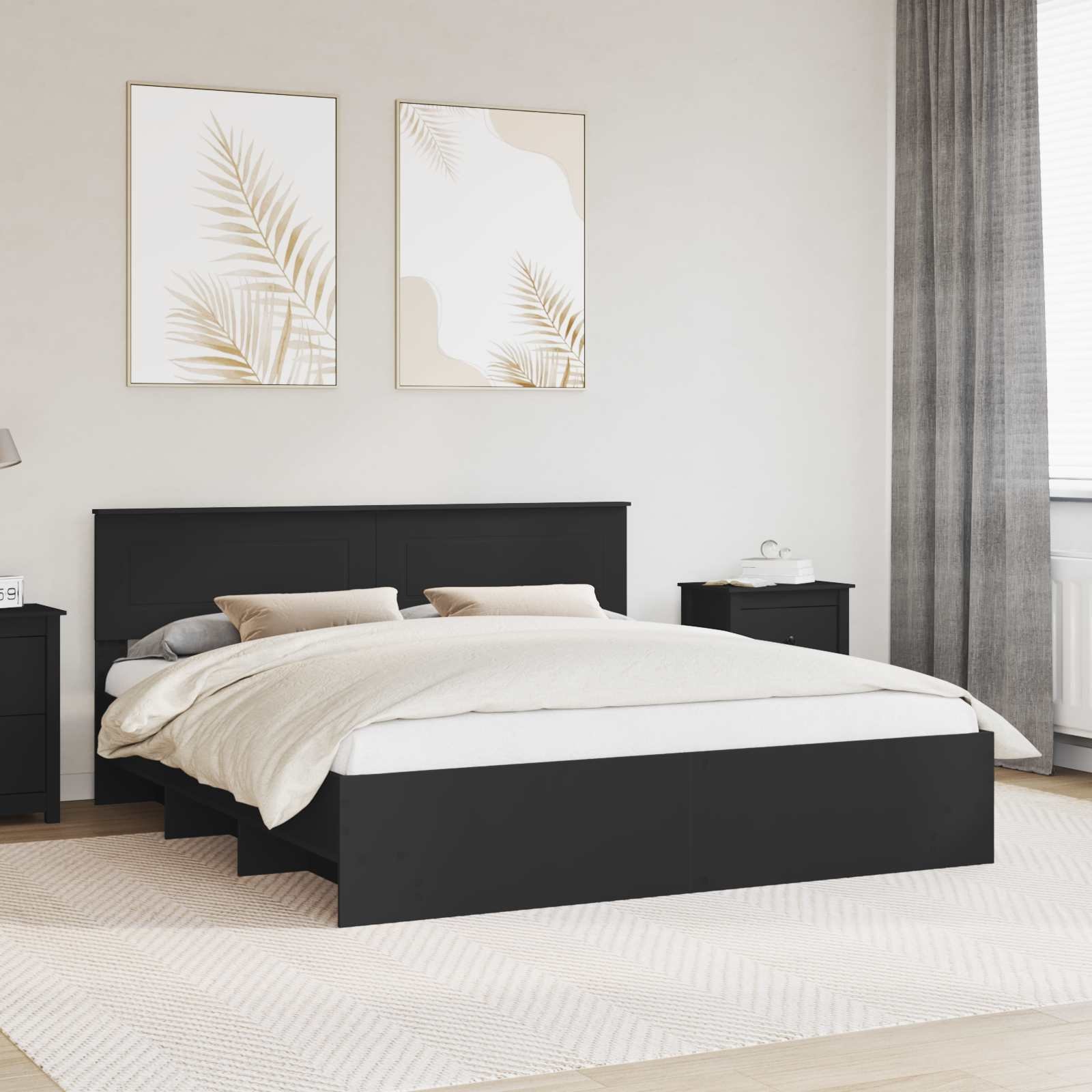 vidaXL Ramka łóżka Czarny 180 x 200 cm Materiał drewnopochodny