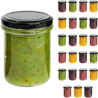 Pojemniki kuchenne - słoiczek na przetwory 200ml miód desery dżem słoik czarna zakrętka 24szt - miniaturka - grafika 1
