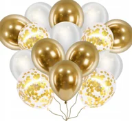 Balony i akcesoria - Zestaw Balonów komunia święta chrzest święty dekoracje złoty biały konfetti - miniaturka - grafika 1