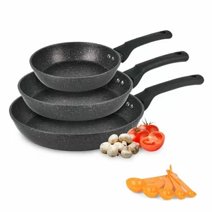 Zestaw 3 patelni granitowych Konighoffer Black Blossom 20/24/28 cm i 5 miarek kuchennych - Zestawy garnków i patelni - miniaturka - grafika 1
