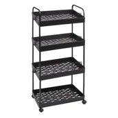 Szafki łazienkowe - Regał łazienkowy 4 półki na kółkach 96,3 x 40 x 26 cm czarny - miniaturka - grafika 1