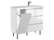 Szafki łazienkowe - Szafka Stojąca Z Umywalką ETH 90 cm K Prawa - Biały Wysoki Połysk - miniaturka - grafika 1