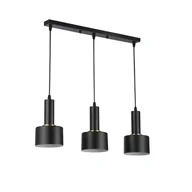 Lampy sufitowe - Lampa wisząca Tema 3-punktowa E27 120 cm IP20 stal aluminium czarna MasterLED - miniaturka - grafika 1