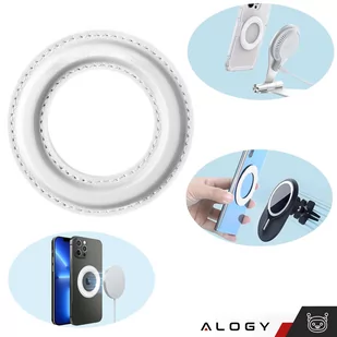 Blaszka magnetyczna Alogy Uniwersalna Nakładka Pierścień Uchwyt do MagSafe Magnetic Ring White - Pozostałe akcesoria do telefonów - miniaturka - grafika 4
