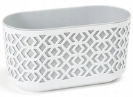 Donice - LAMELA Skrzynka Aztek Owal 40cm Biało-Szara - miniaturka - grafika 1