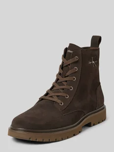 Buty skórzane ze sznurowaniem model ‘EVA’ - Botki męskie - miniaturka - grafika 1