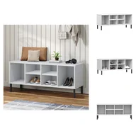 Szafki na buty - vidaXL Stojak na buty OSLO z metalowymi nogami biały 106x35x45 cm lite drewno - Stojaki i szafki na buty - miniaturka - grafika 1