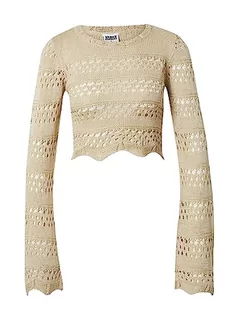 Bluzy damskie - Urban Classics Damska bluza Cropped Crochet Knit Sweater, dostępna w wielu różnych kolorach, rozmiary XS-5XL, trawa softseagrass, 3XL - grafika 1