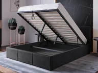 Łóżka - Łóżko tapicerowane z pojemnikiem 180x200 TOP line 7 Velvet Czarny - miniaturka - grafika 1