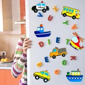 Akcesoria i części do zmywarek - TEMU 10 szt. Magnesów Samochodowych do Zmywarki - Uroczy Zestaw z Motywem Kreskówkowym Ląd Morze Powietrze (Wóz Strażacki, Łódź, Samolot) Trwałe, - miniaturka - grafika 1