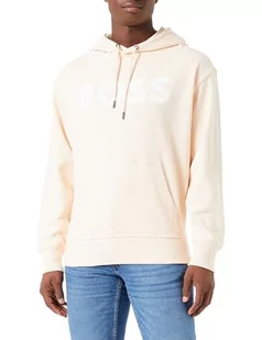 BOSS Męska bluza z kapturem WebasicHood z bawełny ze strukturą French Terry i nadrukiem logo, jasnobeżowa, S, Open Beige290, S - Bluzy męskie - miniaturka - grafika 1