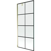 Parawany nawannowe - Mexen Next parawan nawannowy 1-skrzydłowy 80 x 150 cm, czarny wzór, złoty - miniaturka - grafika 1