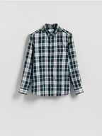 Koszule męskie - Reserved - Koszula regular fit w kratę - ciemnozielony - miniaturka - grafika 1