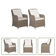 Fotele i krzesła ogrodowe - The Living Store Krzesła ogrodowe z poduszkami 2 szt. Poli rattan brązowy - miniaturka - grafika 1