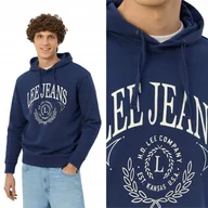 Bluzy męskie - Lee HOODIE Medieval Blue GRANATOWA BLUZA Z KAPTUREM NADRUK LOGO REGULAR XL - miniaturka - grafika 1