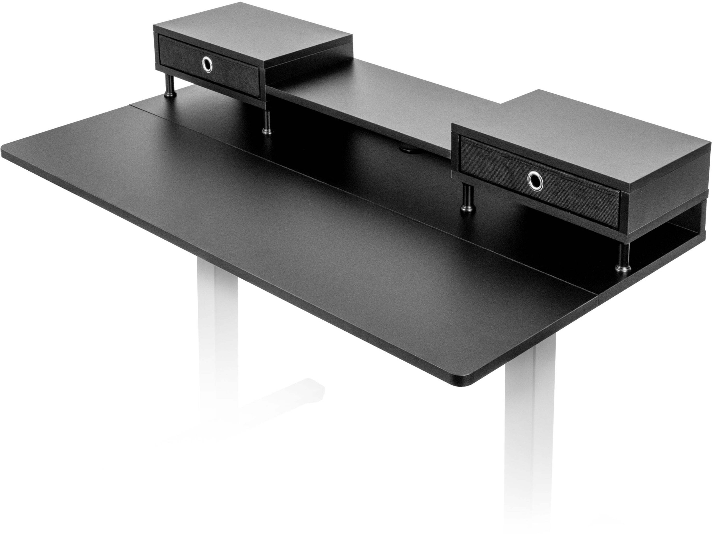 Duronic Blat biurka z nadstawką szufladami kolor: czarny kompatybilny ze stelażami TM51 i TM61 regulacja wysokości 120 x 60 cm