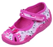 Kapcie damskie - Różowe buciki, kapcie dziewczęce w kotki, na rzep ZULKA DRUK, rozmiar 21 - miniaturka - grafika 1