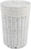 Kosze na bieliznę - Kosz na pranie Kosz na pranie Skrzynia na pranie Wiklinowa biała okrągła 34L Pokrywa D.32 H.47 - miniaturka - grafika 1