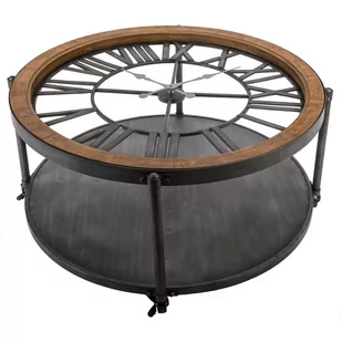 Stolik kawowy z motywem zegara metalowy z blatem 90 cm 157157 - Ławy i stoliki kawowe - miniaturka - grafika 1