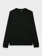 Bluzy sportowe męskie - Męska bluza dresowa nierozpinana bez kaptura 4F 4FWMM00TSWSM1767 - czarna - miniaturka - grafika 1