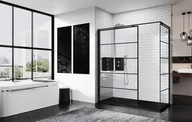 Kabiny prysznicowe - Novellini Kuadra H Stripes Kabina prysznicowa walk-in 157-160x200 cm szkło przezroczyste linie, profile czarne matowe KUADH160-82H - miniaturka - grafika 1