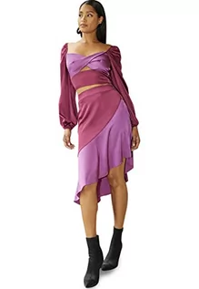 Spódnice - Chi Chi London Damska asymetryczna satynowa spódnica w kolorze fioletowym, Fioletowy, 32 - grafika 1