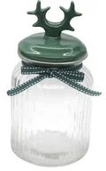Pojemniki kuchenne - Lumarko Pojemnik Do Przechowywania Relief Z Ceramiczna Pokrywką Rogi Zielone 900ml - miniaturka - grafika 1