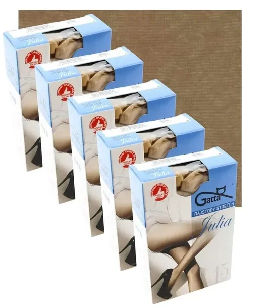 5x Gatta Rajstopy Półmatowe Stretch Julia 15 Den Beige 4-l