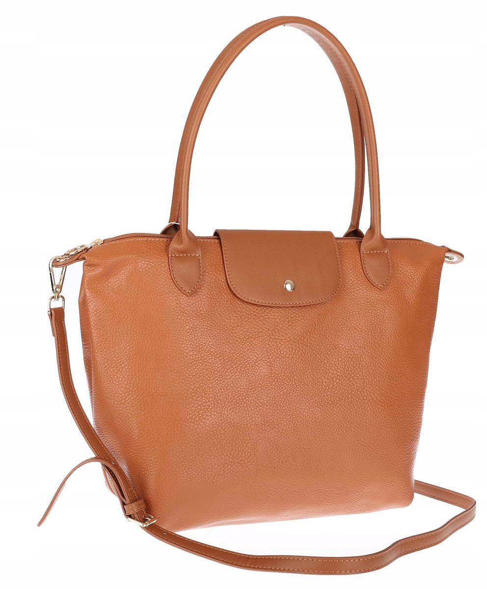 Torebka Damska Shopperka Pojemna A4 Modna Torba Listonoszka PU682 Brązowa