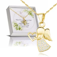 Biżuteria dla dzieci - Srebrny Naszyjnik Pozłacany Aniołek Komunia Chrzest Grawer - miniaturka - grafika 1