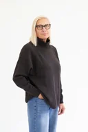 Swetry damskie - IRBIS Brązowy Wełniany Sweter Oversize z Golfem 100% Wełny Merino RWS - miniaturka - grafika 1
