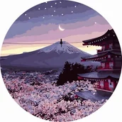 Kolorowanki, wyklejanki - Malowanie po numerach okrągłe - Góra Fuji... 40cm - miniaturka - grafika 1