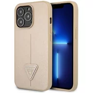 Etui i futerały do telefonów - Guess GUHCP13LPSATLE iPhone 13 Pro / 13 6,1" beżowy/beige hardcase SaffianoTriangle Logo - miniaturka - grafika 1