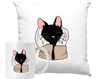 Gadżety dla niej i dla niego - ZESTAW PODUSZKA + KUBEK Kot Miły Zabawny Kotek Pomysł Na Prezent - miniaturka - grafika 1