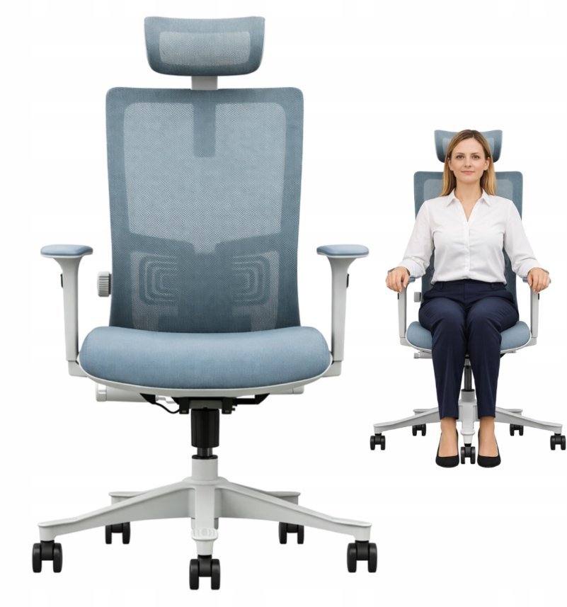 Ergostill Fotel biurowy gamingowy ergonomiczny obrotowy regulowany szary SK5BH Premium