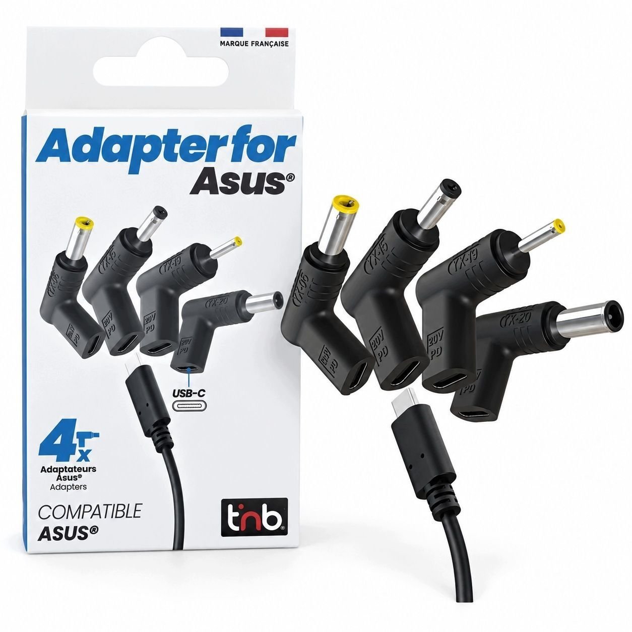 Adapter USB TnB Zestaw Adapterów Na Usb-c Pd 4x Adapter Do Asus 90w Yx-20 Yx-19 Yx-15 Yx-06 / Chtipas