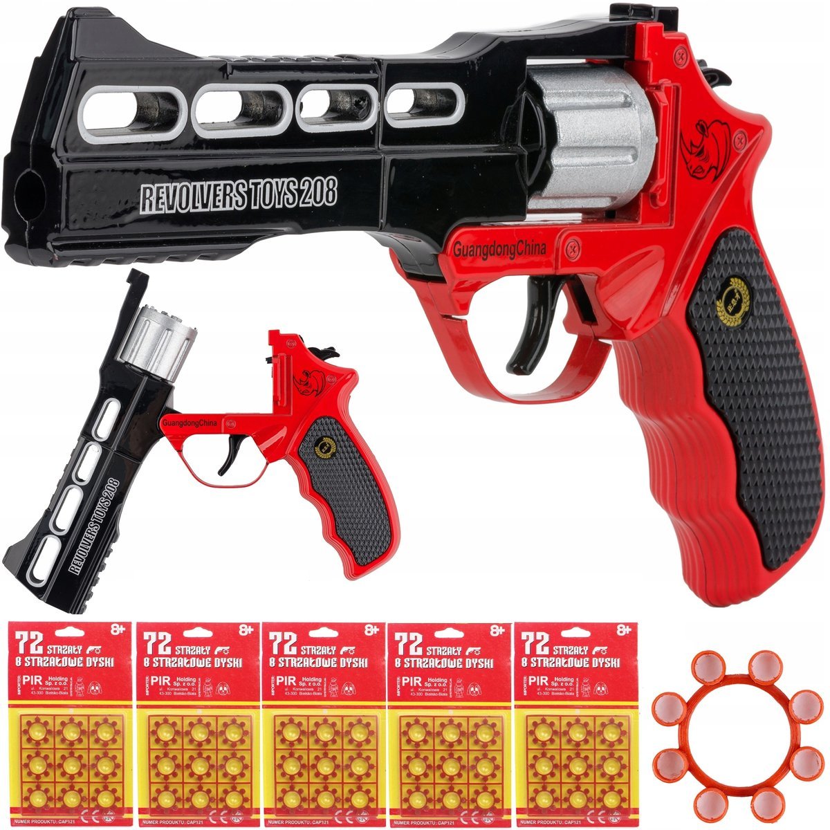 Pistolet Metalowy Hukowy Rewolwer Na Spłonkę + Kapiszony 360 Strzałów