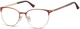 Sunoptic Okulary oprawki korekcyjne kocie oczy zerówki 914F złoto-czerwone - Okulary korekcyjne, oprawki, szkła - miniaturka - grafika 1