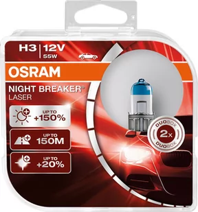 Żarówki OSRAM H3 Night Breaker Laser +150% (2 sztuki) - Żarówki samochodowe - miniaturka - grafika 1