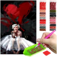 Zabawki kreatywne - Haft Diamentowy ARTULIO, Obraz DIY 5D, Diamond Painting, Mozaika Diamentowa 40X60cm (Marilyn Monroe malująca serce) + Zestaw Akcesoriów - miniaturka - grafika 1