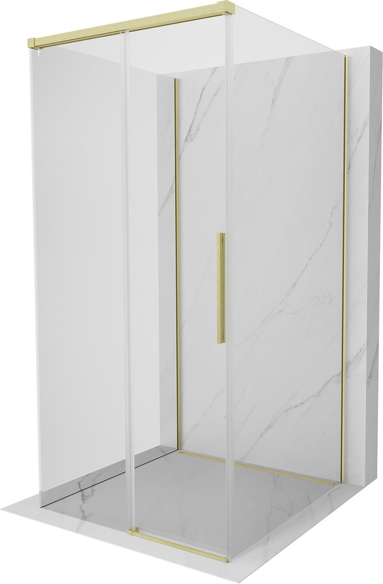Mexen Rox-3S kabina prysznicowa 3-ścienna rozsuwana 95 x 95 cm, transparent, złota szczotkowana - 8C2-095-095-55-00-3S