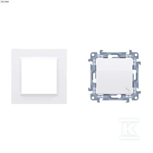 Łącznik schodowy (moduł) 10AX, 250V~, szybkozłącza, biały Simon10 + Ramka 1-krotna - uniwersalna poziom i pion, biały Simon10 - Wyłączniki światła i elektryczne - miniaturka - grafika 1