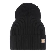 Czapki damskie - Czapka damska wiosenno - zimowa 100% wełniana merino Sophie - Czarna - miniaturka - grafika 1